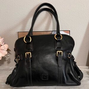 Dooney & Bourke Black Leather Tote with Gold Hardware